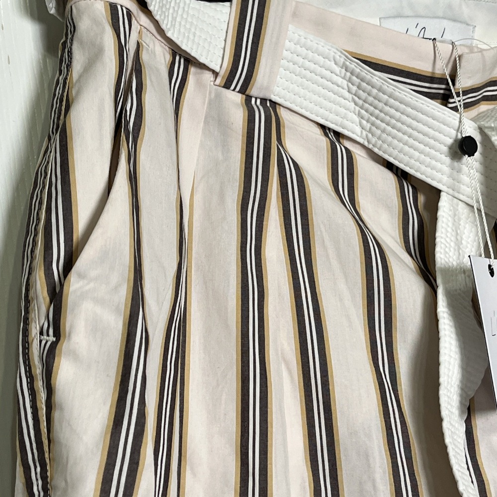 L'ACADEMIE NWT The Raylee Pant Pink Baron Striped Wide Leg Belted Womens Size L - Picture 6 of 10
